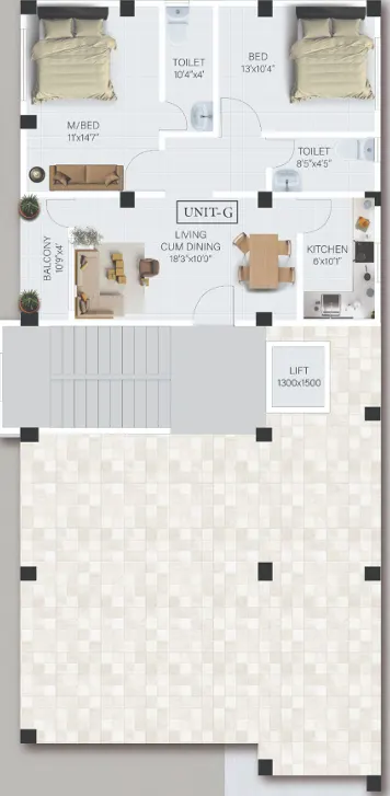 Unit A Floor Plan - 1,315 sq.ft