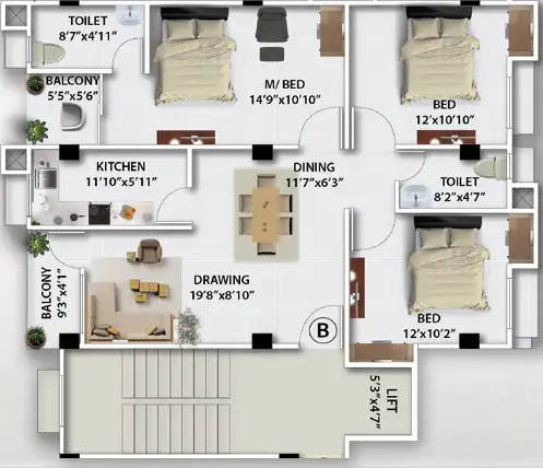 Unit B Floor Plan