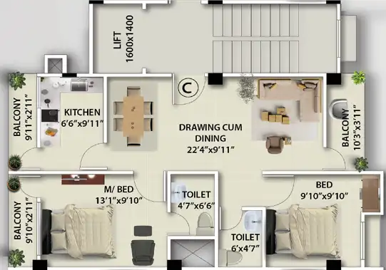 Unit C Floor Plan