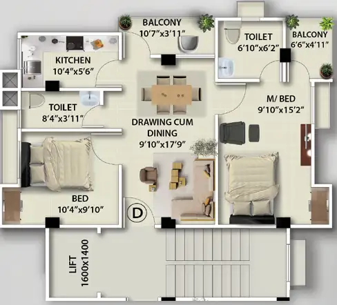 Unit D Floor Plan
