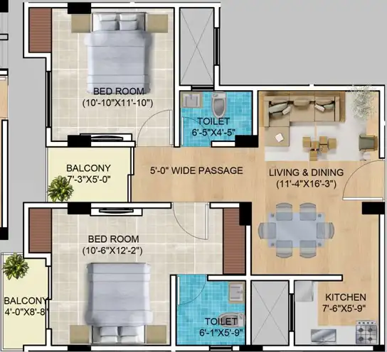 Unit E Floor Plan