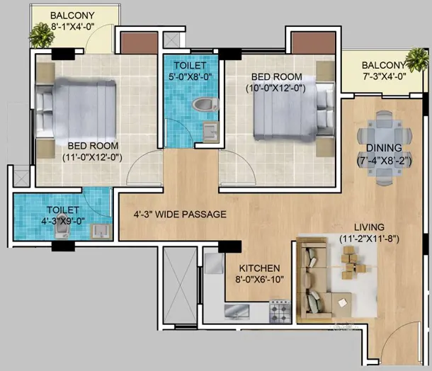 Unit F Floor Plan